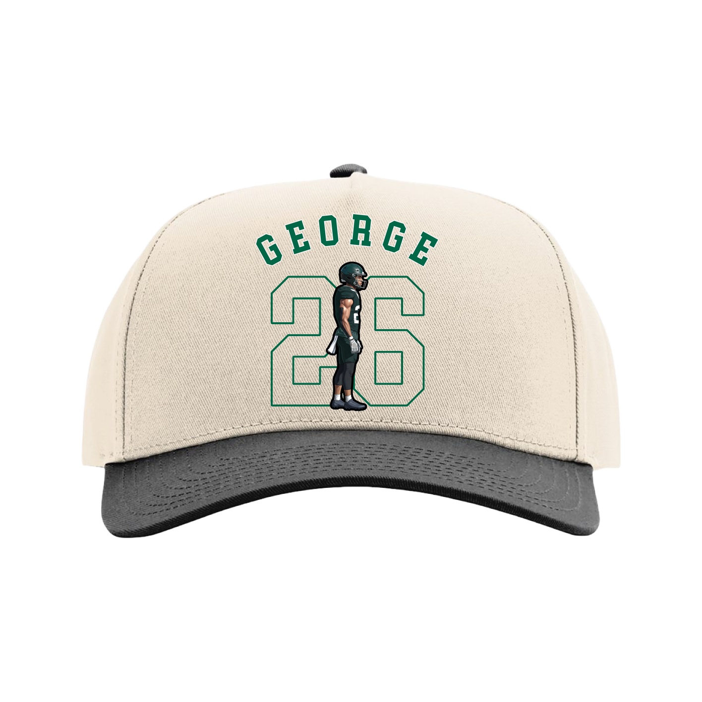 Full Fabric Five-Panel Champ Cap — Shirsey Arch in Cream/Black
