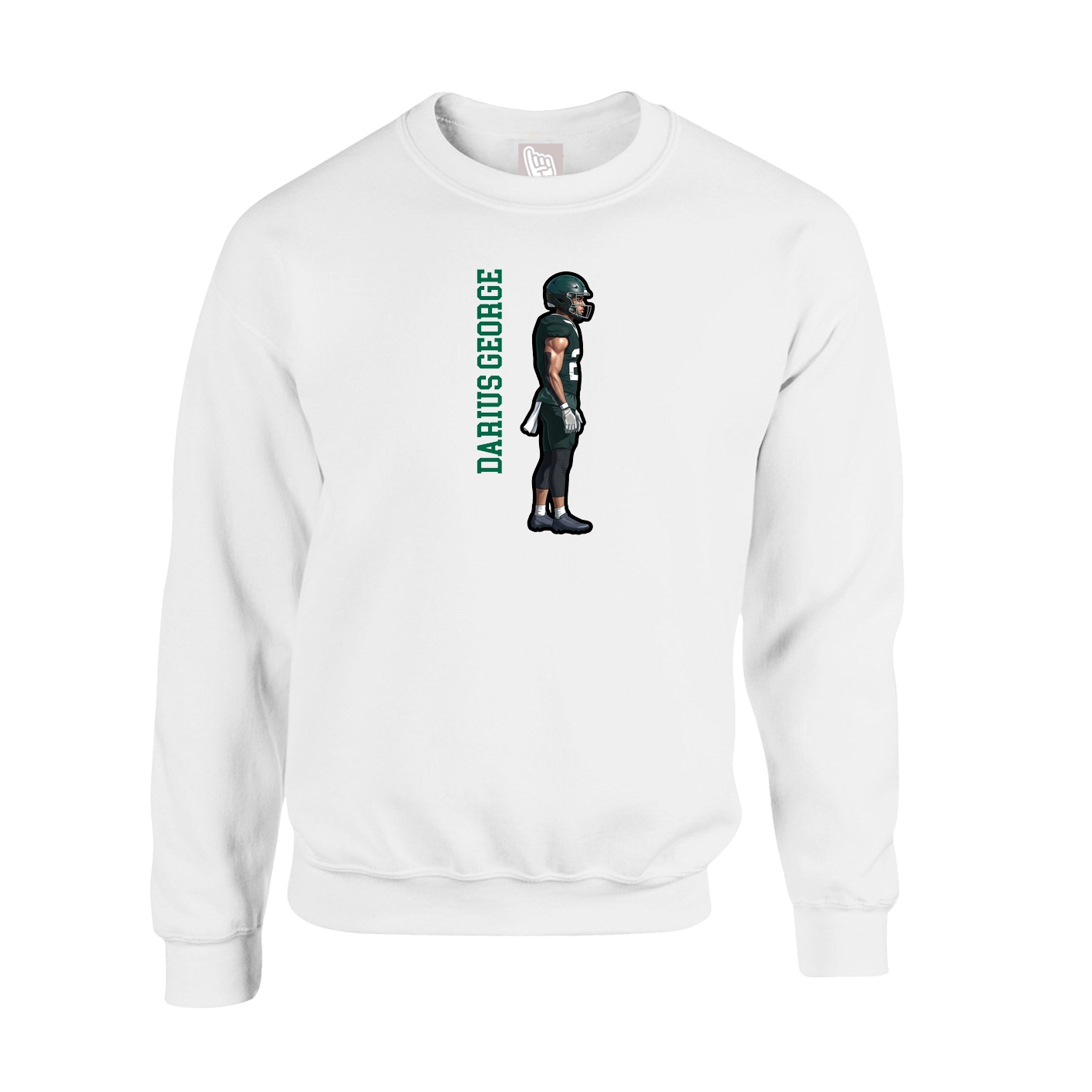 Fleece Crew — Name Vertical in White
