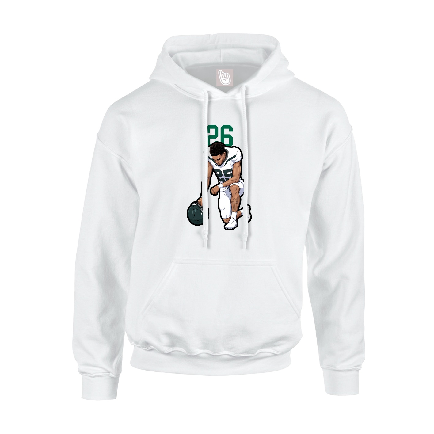 Youth Hoodie — Number Top in White