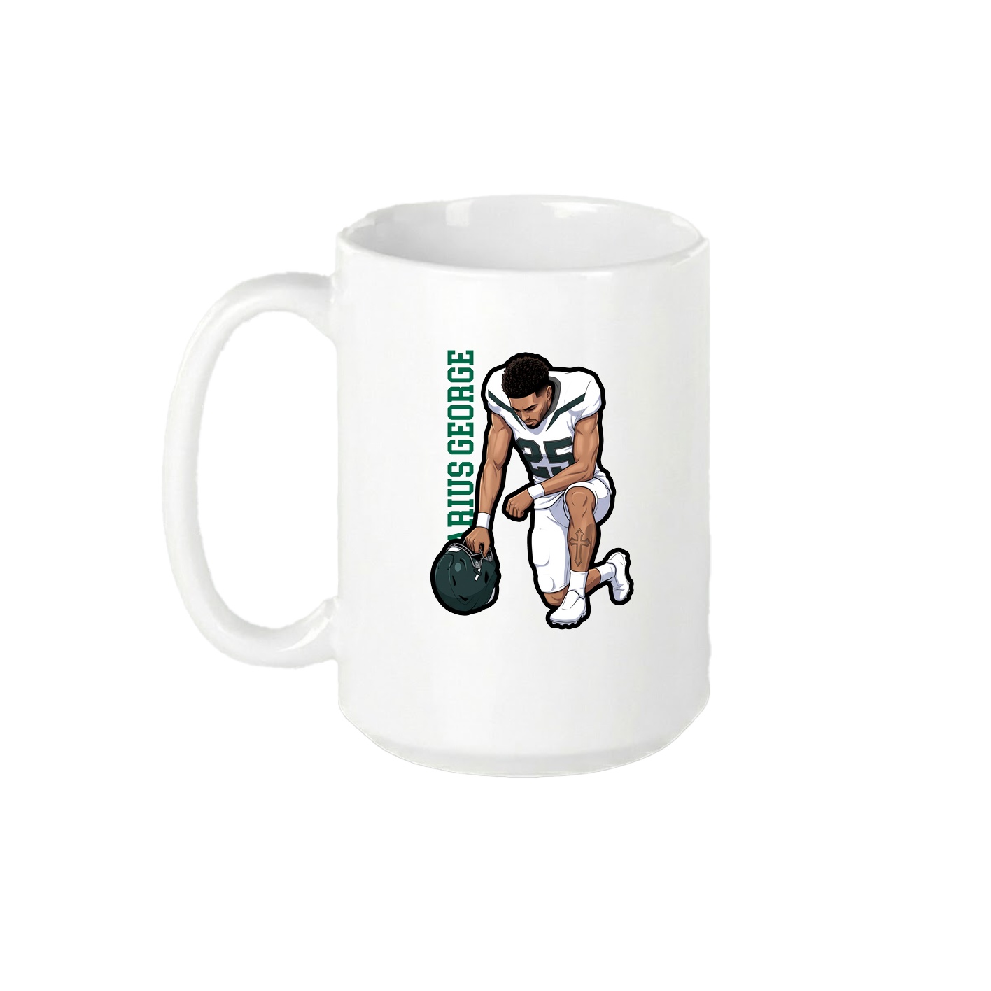 15oz Coffee Mug — Name Vertical in White