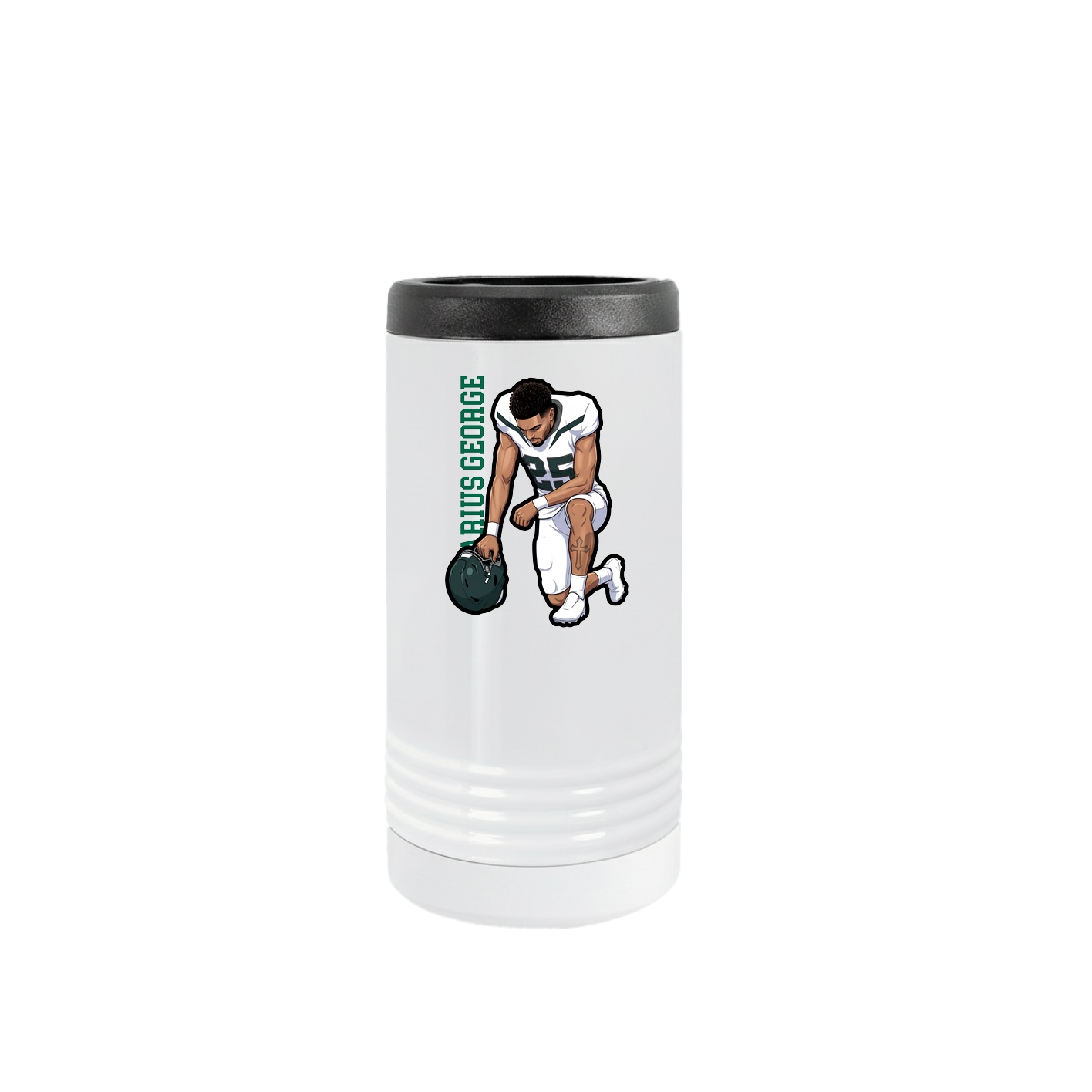 Slim Beverage Holder — Name Vertical in White