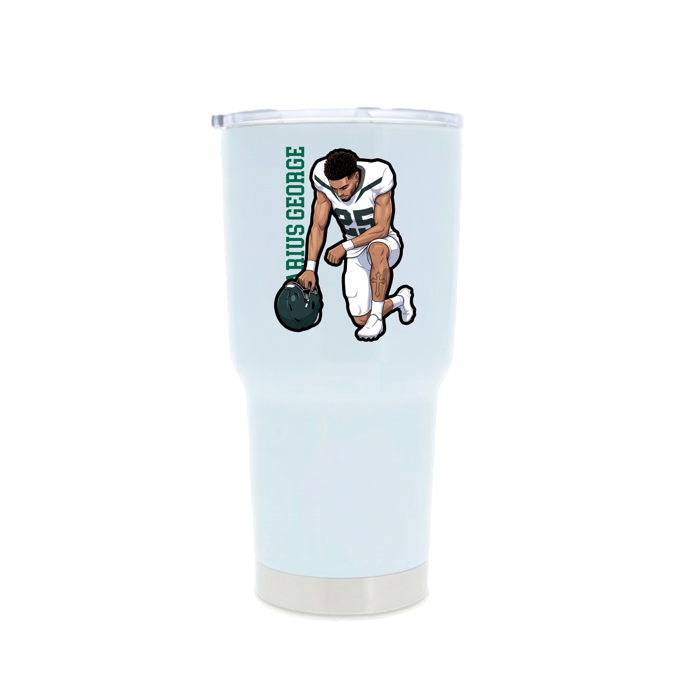 30oz Stainless Steel Tumbler — Name Vertical in White
