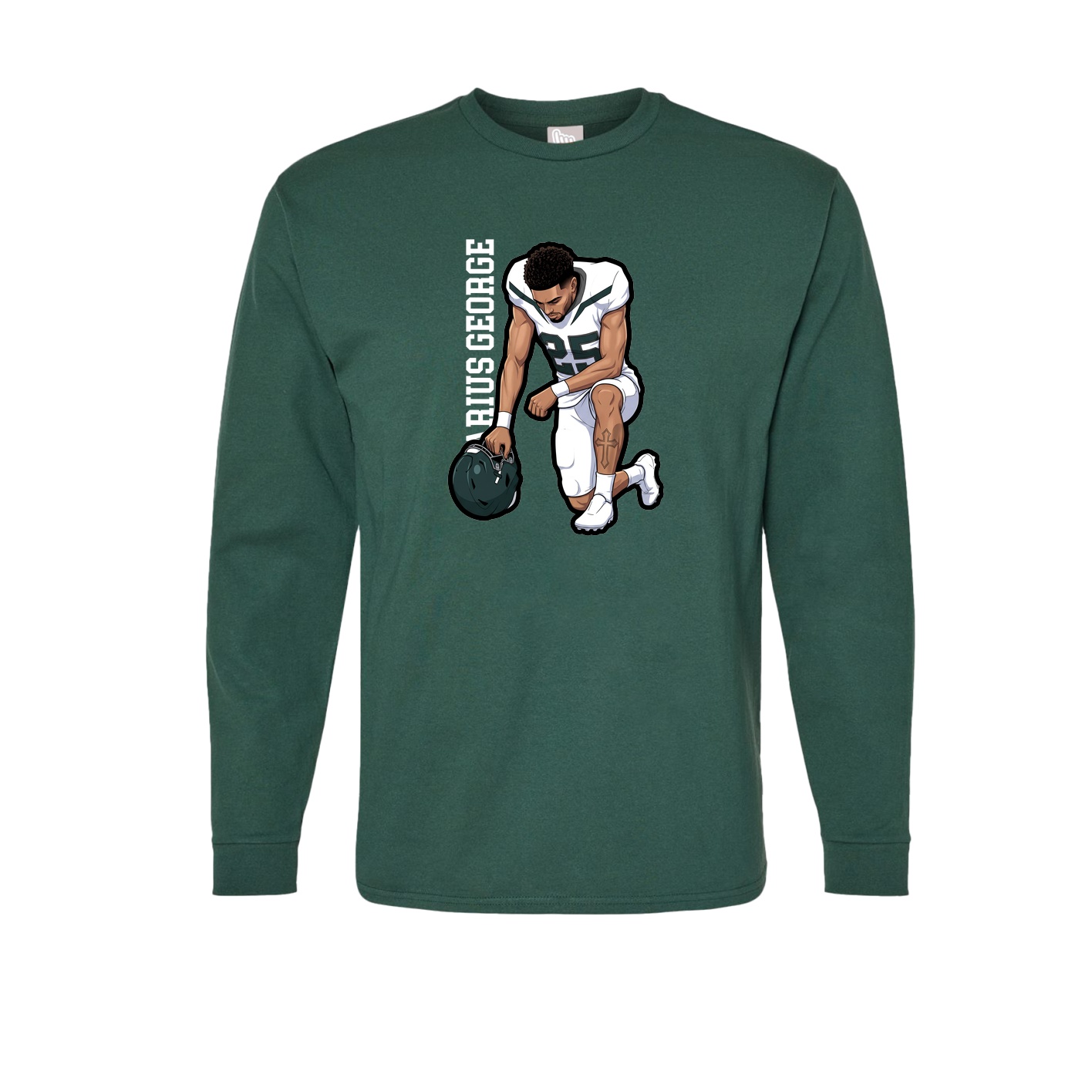 Long Sleeve Tee — Name Vertical in Green
