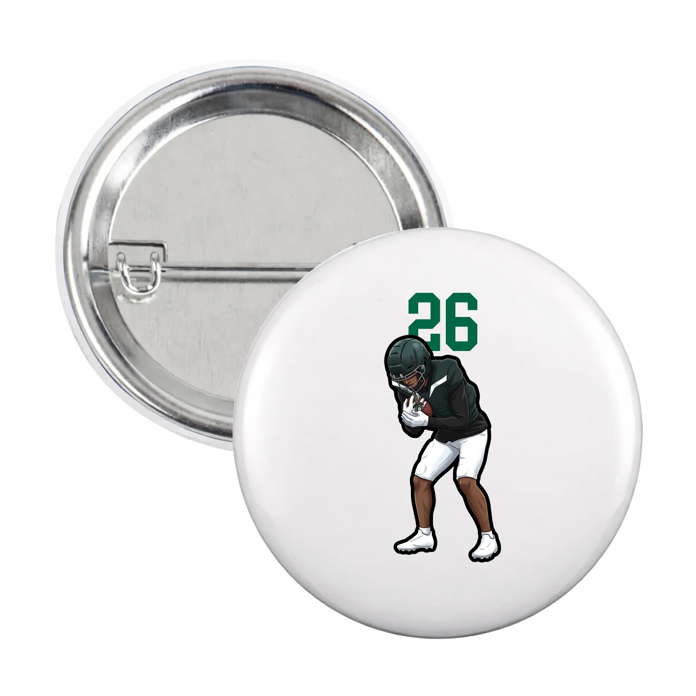 Game Day Button — Number Top in White