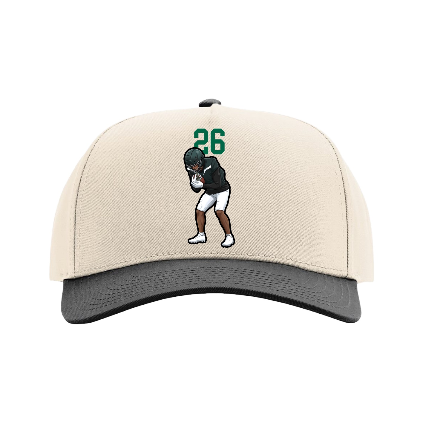 Full Fabric Five-Panel Champ Cap — Number Top in Cream/Black