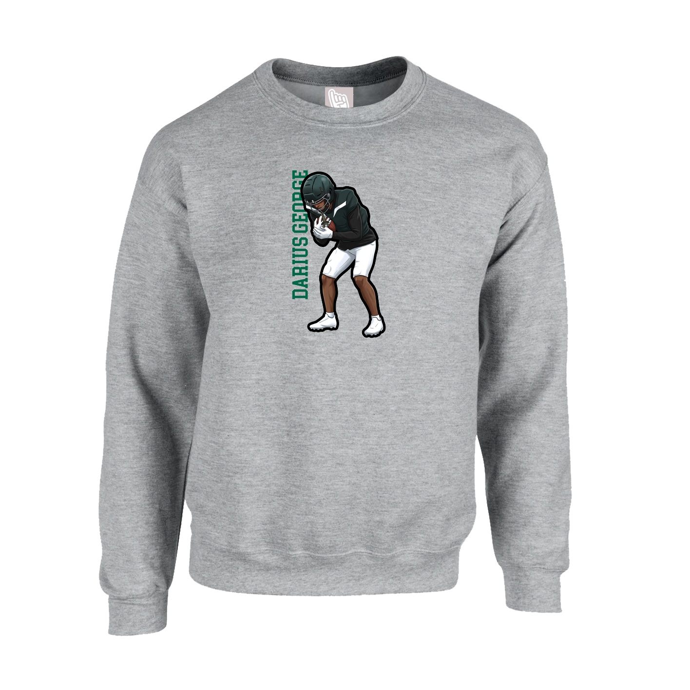 Fleece Crew — Name Vertical in Grey