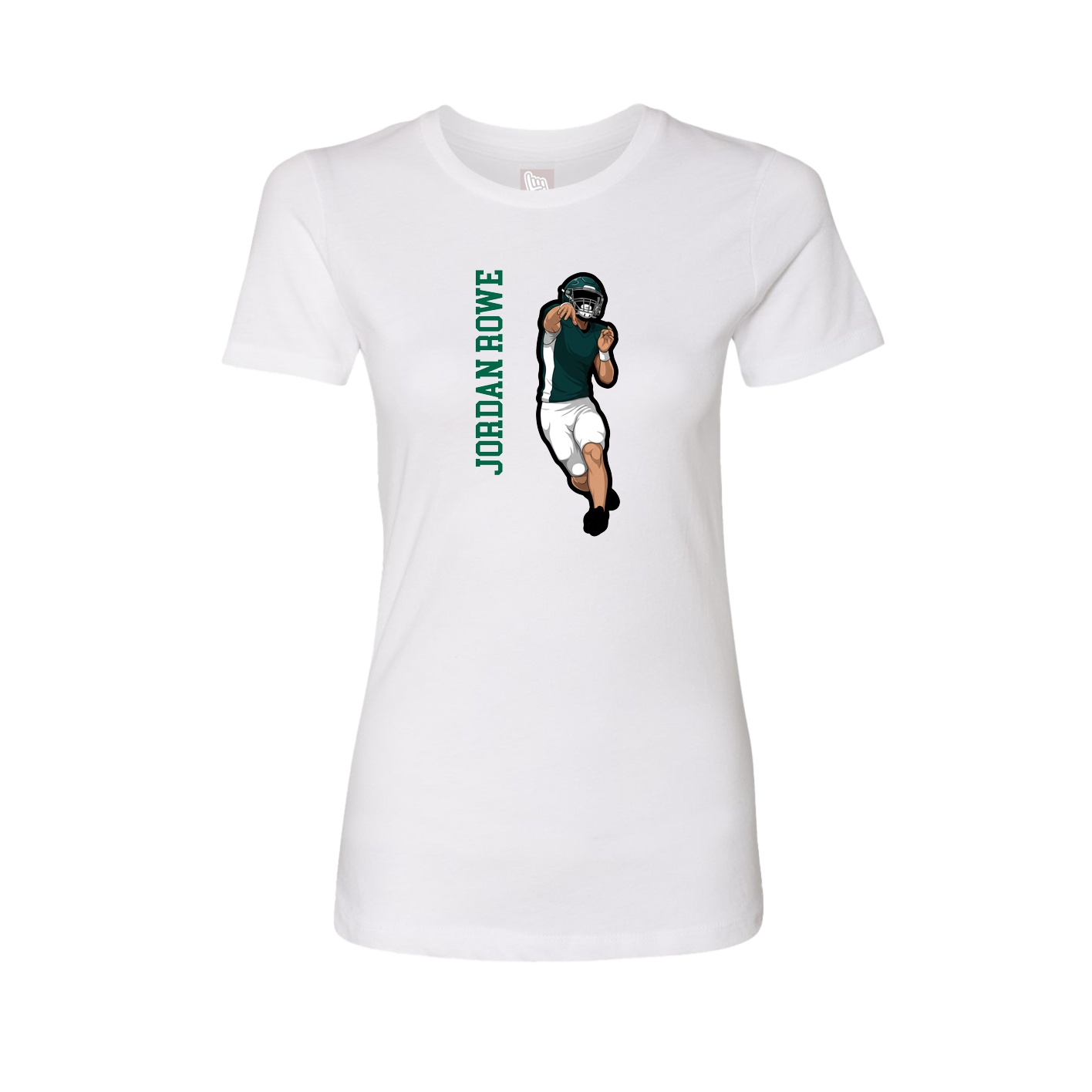 Fitted Women's Tee — Name Vertical in White