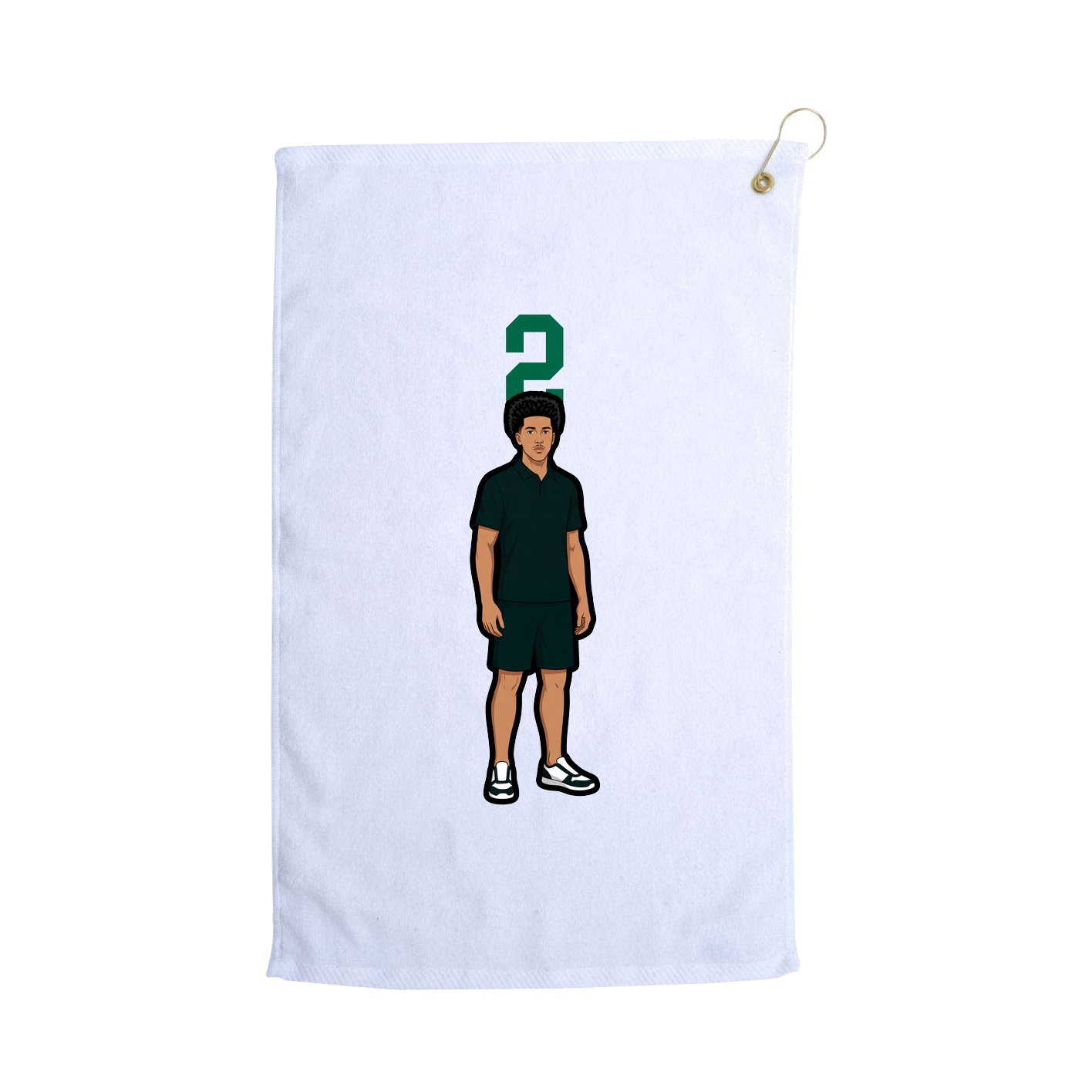 Golf Towel — Number Top in White