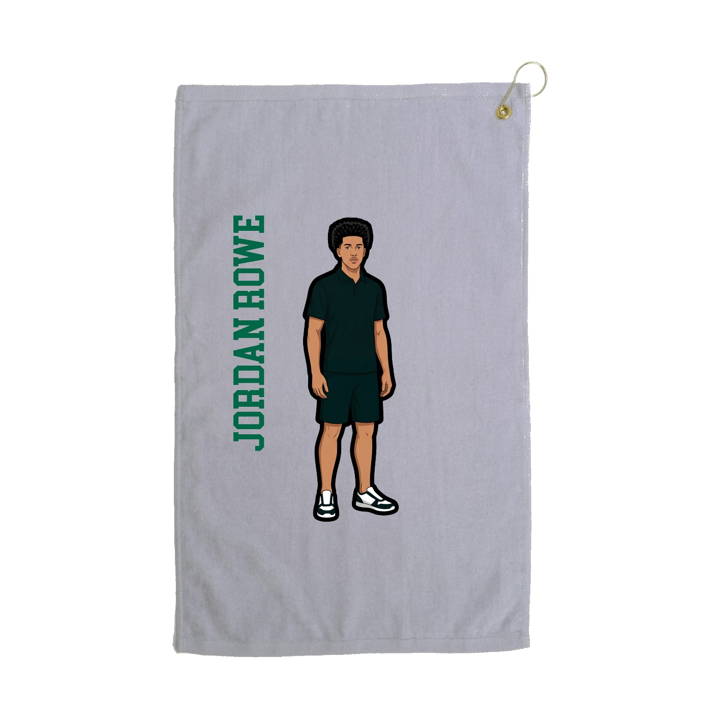 Golf Towel — Name Vertical in Grey