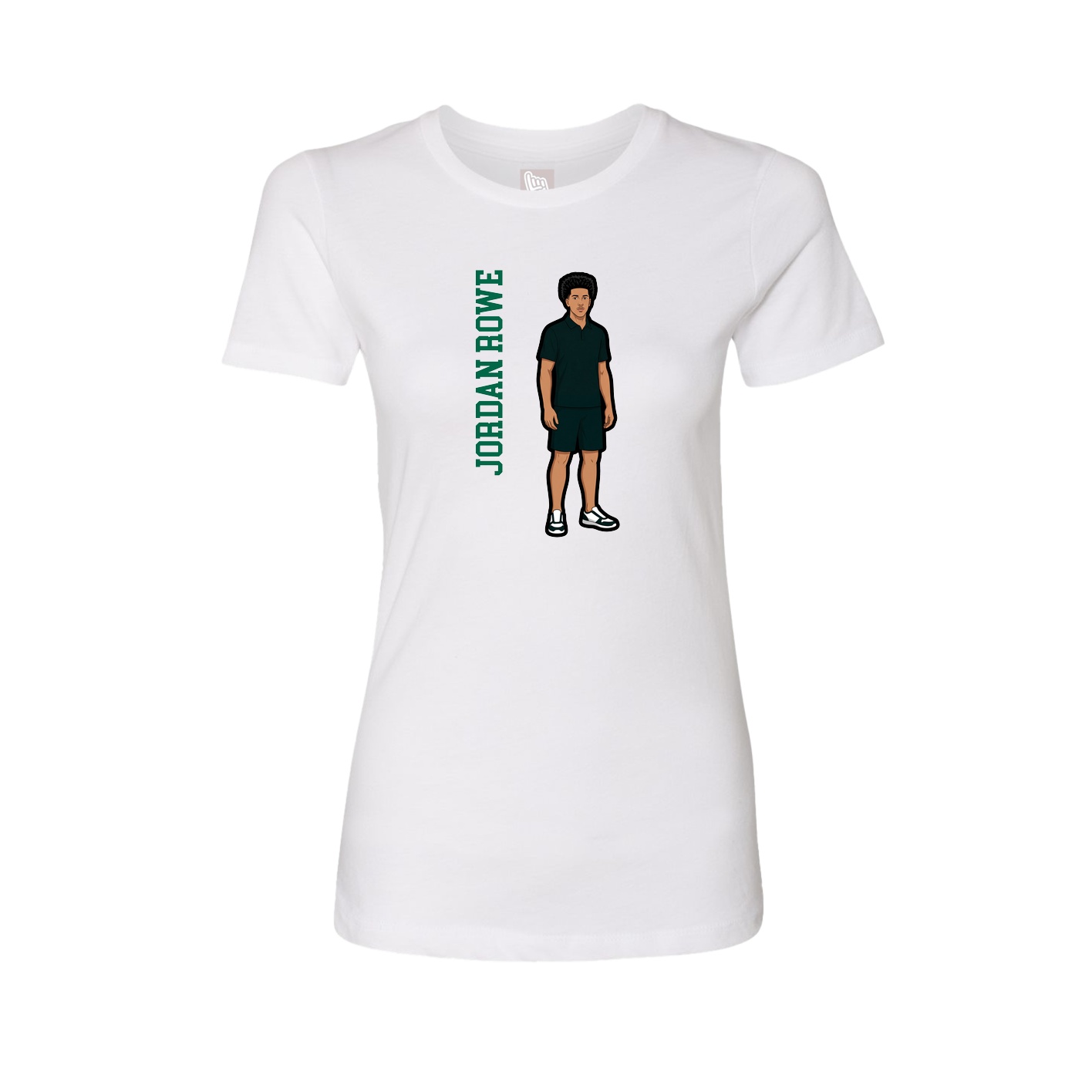 Fitted Women's Tee — Name Vertical in White