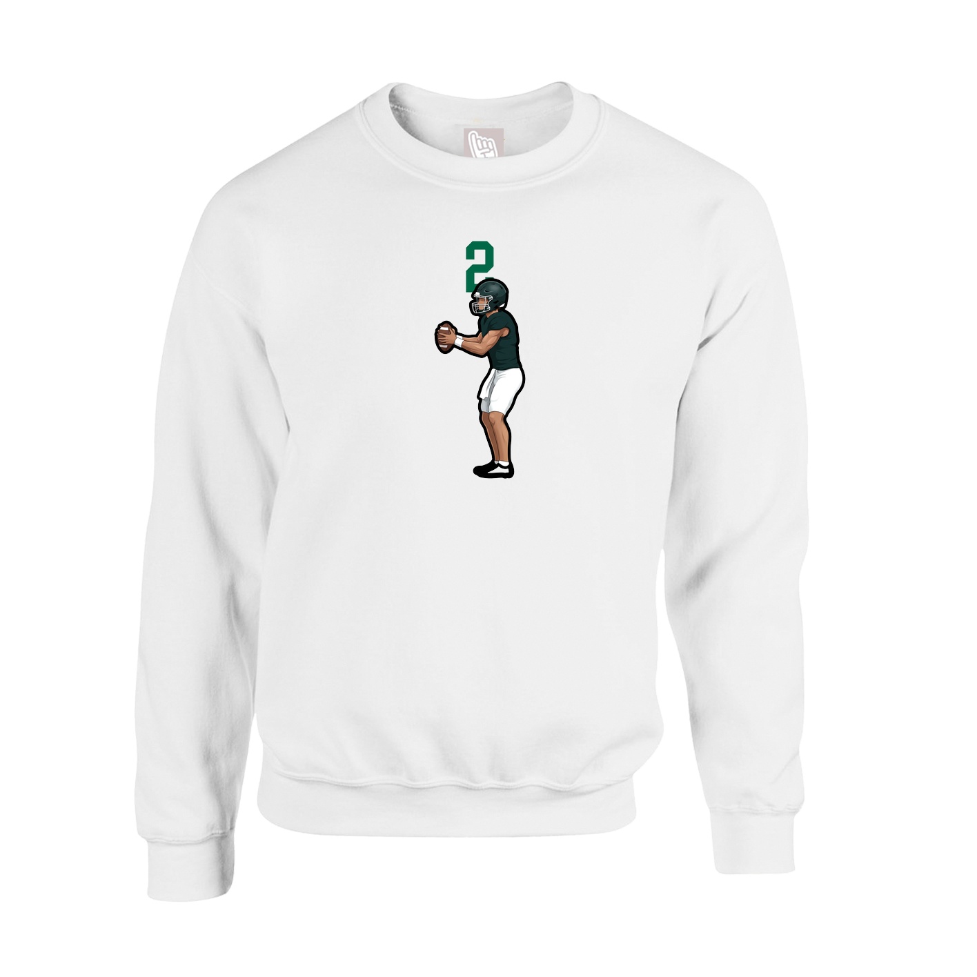 Fleece Crew — Number Top in White