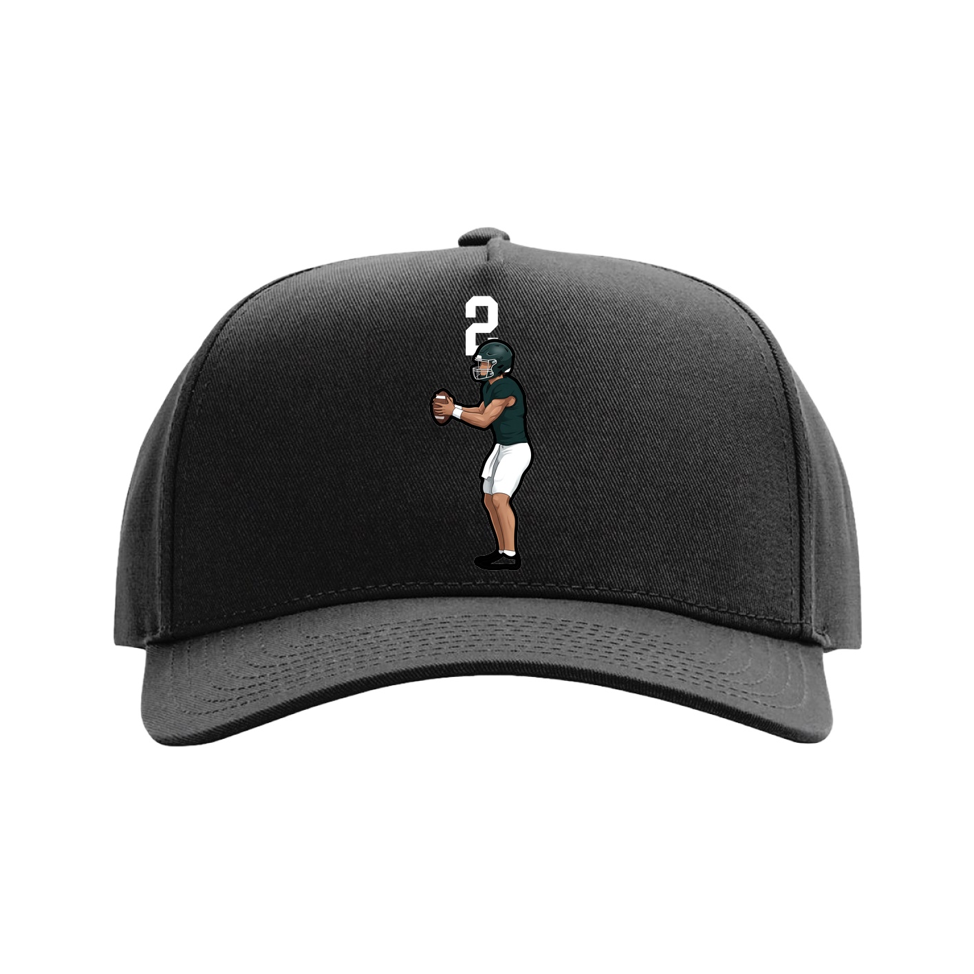 Full Fabric Five-Panel Champ Cap — Number Top in Black