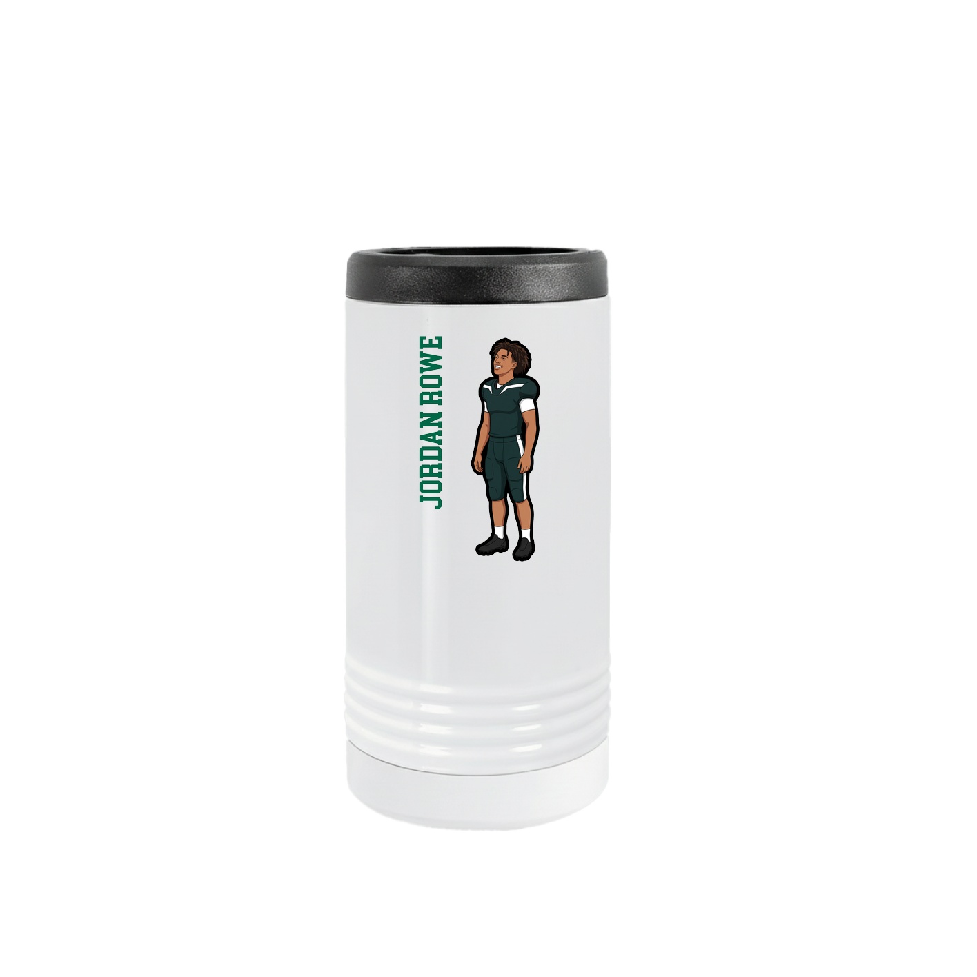 Slim Beverage Holder — Name Vertical in White