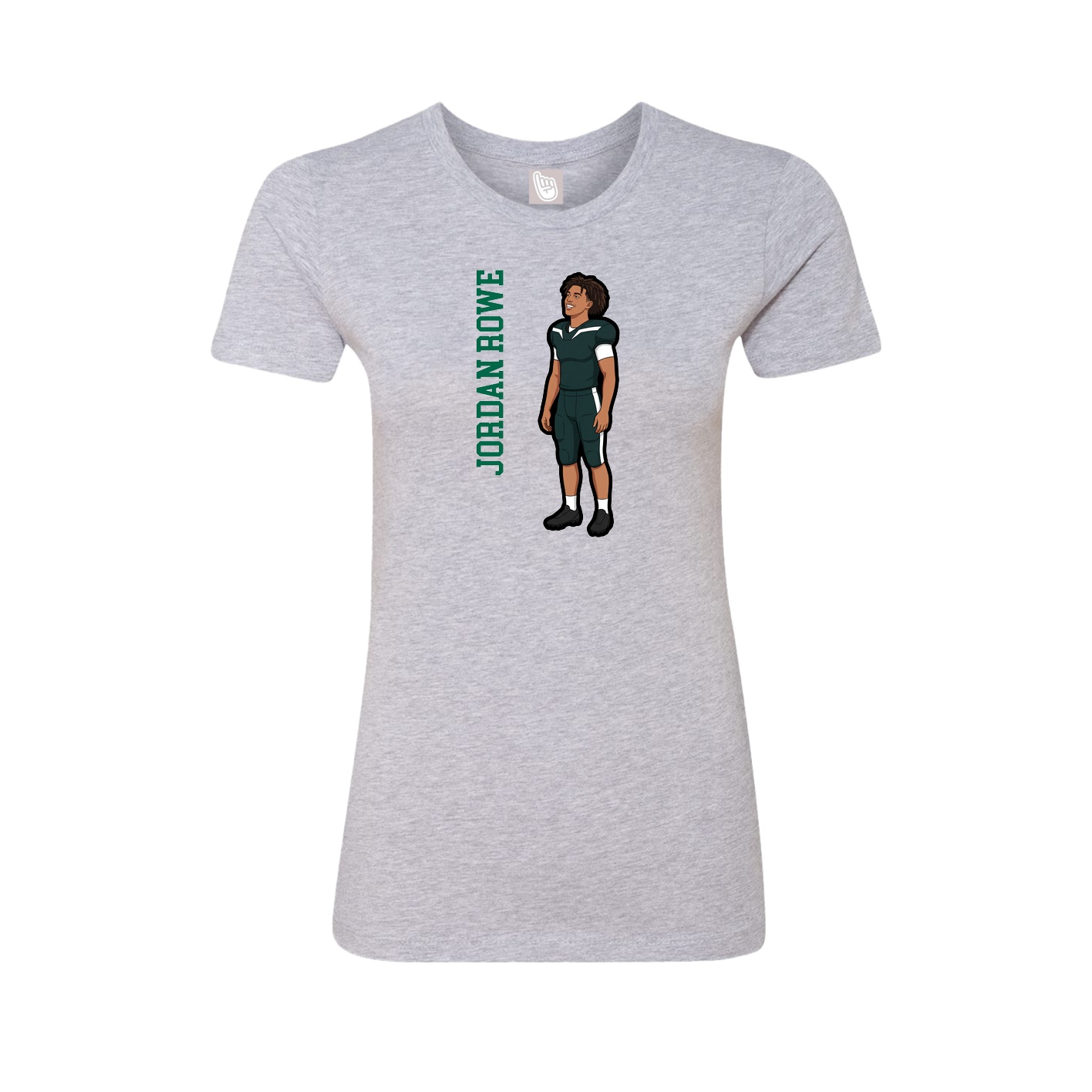 Fitted Women's Tee — Name Vertical in Grey