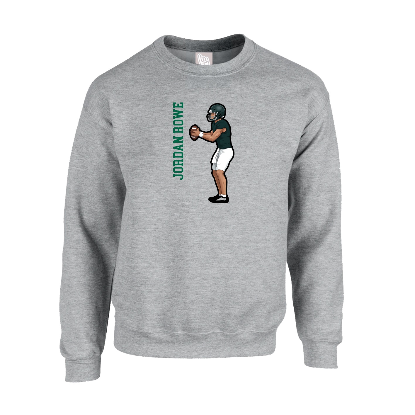 Fleece Crew — Name Vertical in Grey