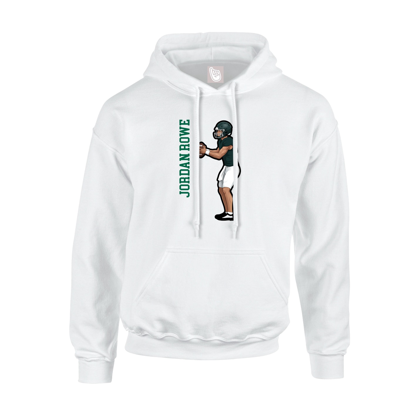Youth Hoodie — Name Vertical in White