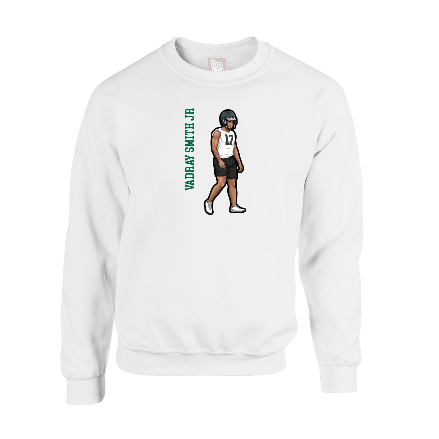 Fleece Crew — Name Vertical in White