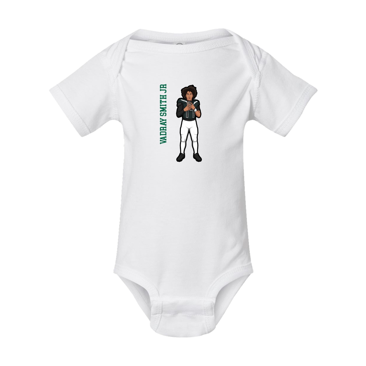 Baby Onesie — Name Vertical in White