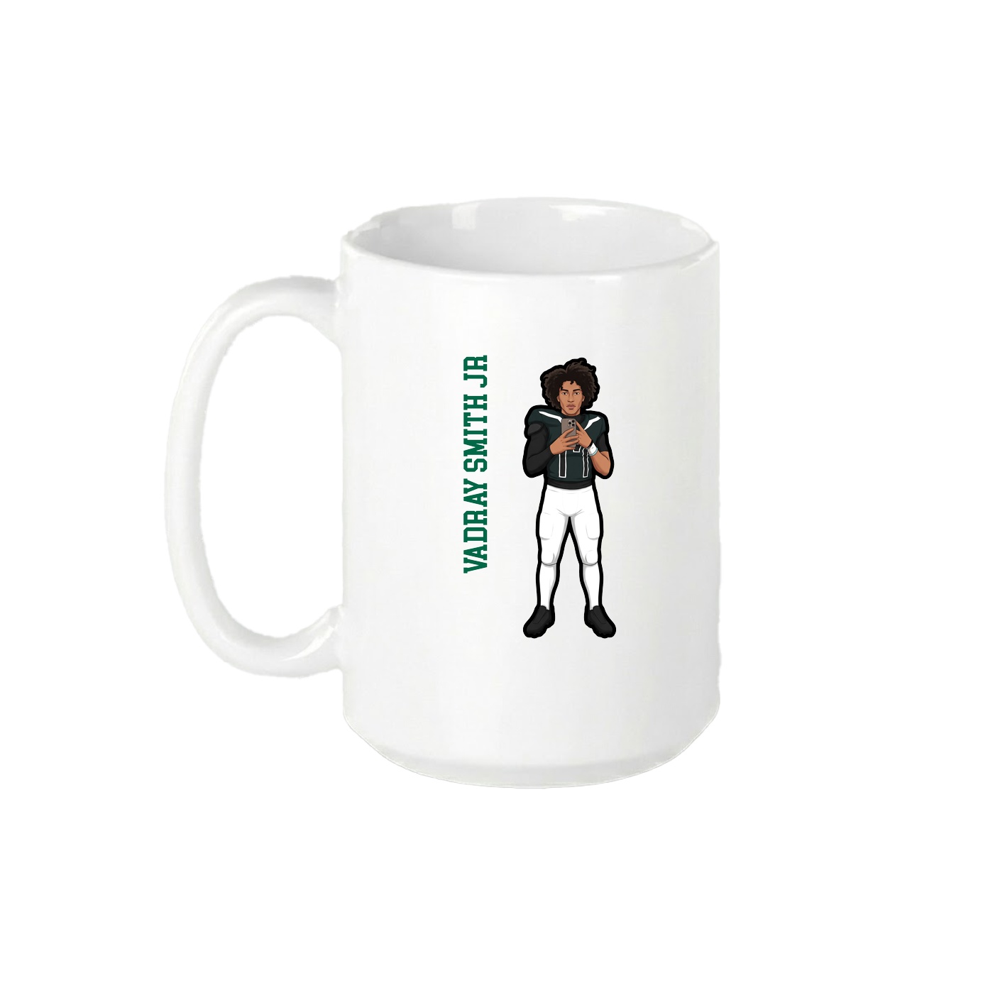 15oz Coffee Mug — Name Vertical in White