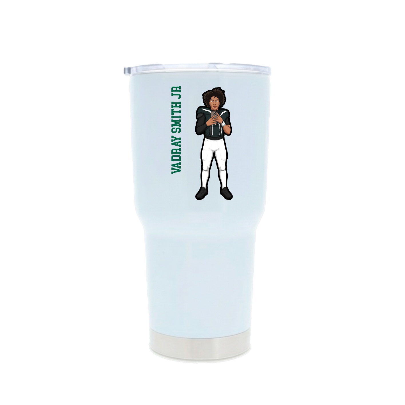 30oz Stainless Steel Tumbler — Name Vertical in White