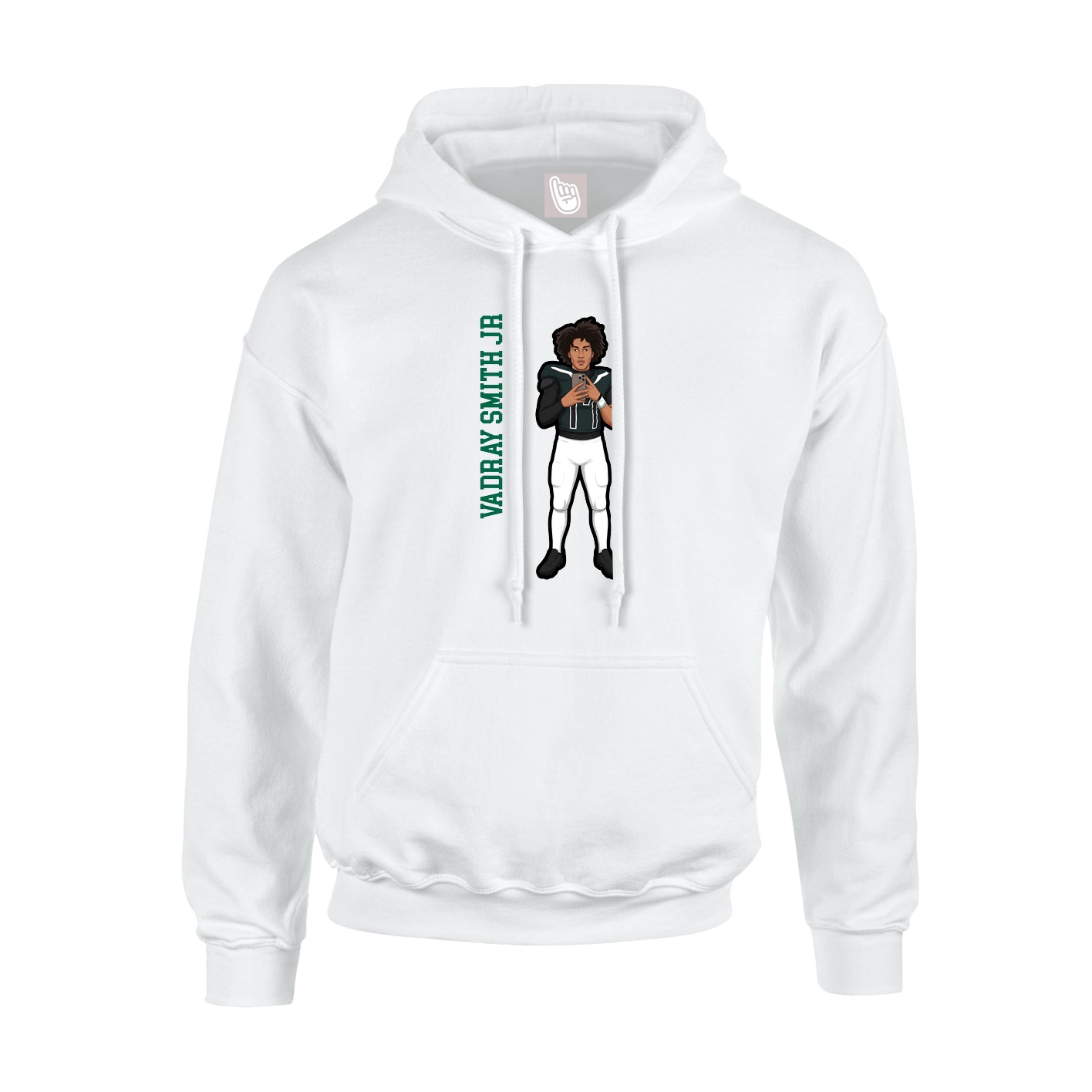 Youth Hoodie — Name Vertical in White