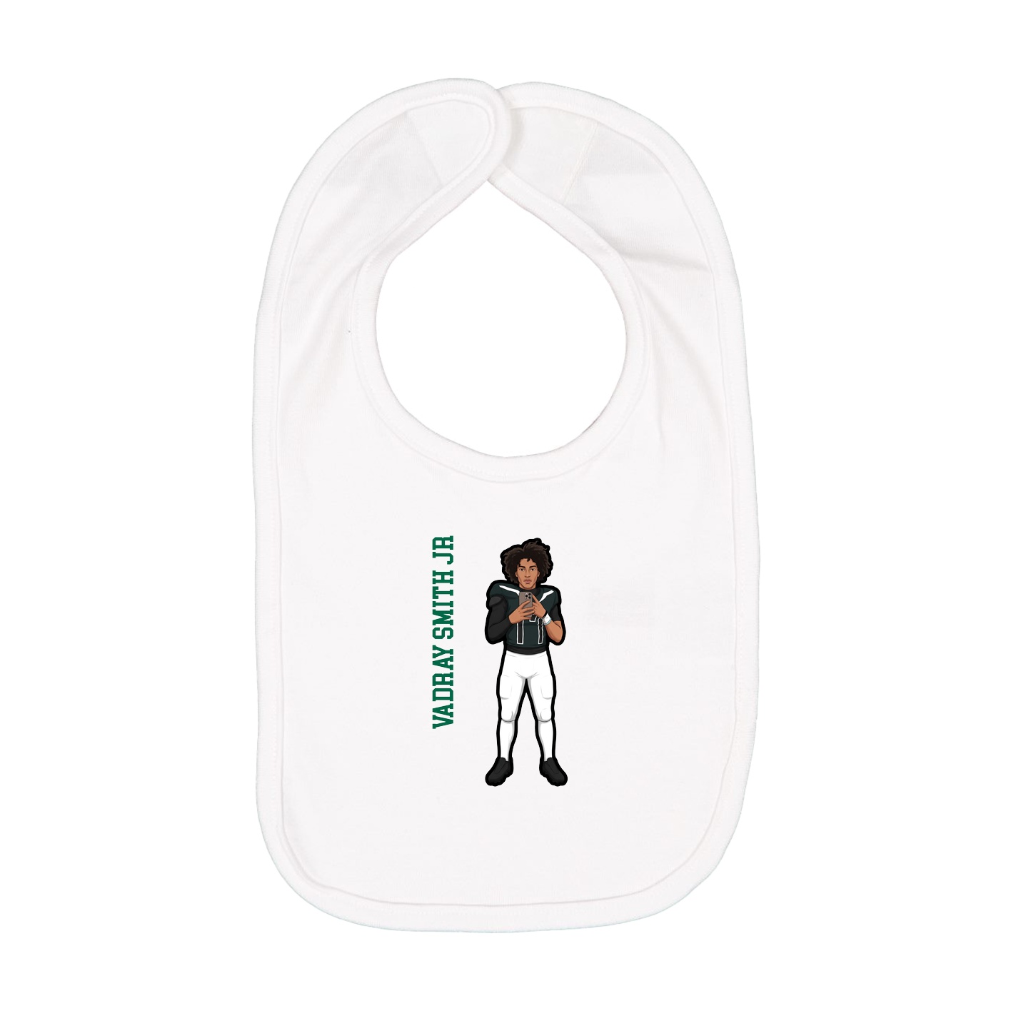 Infant Bib — Name Vertical in White
