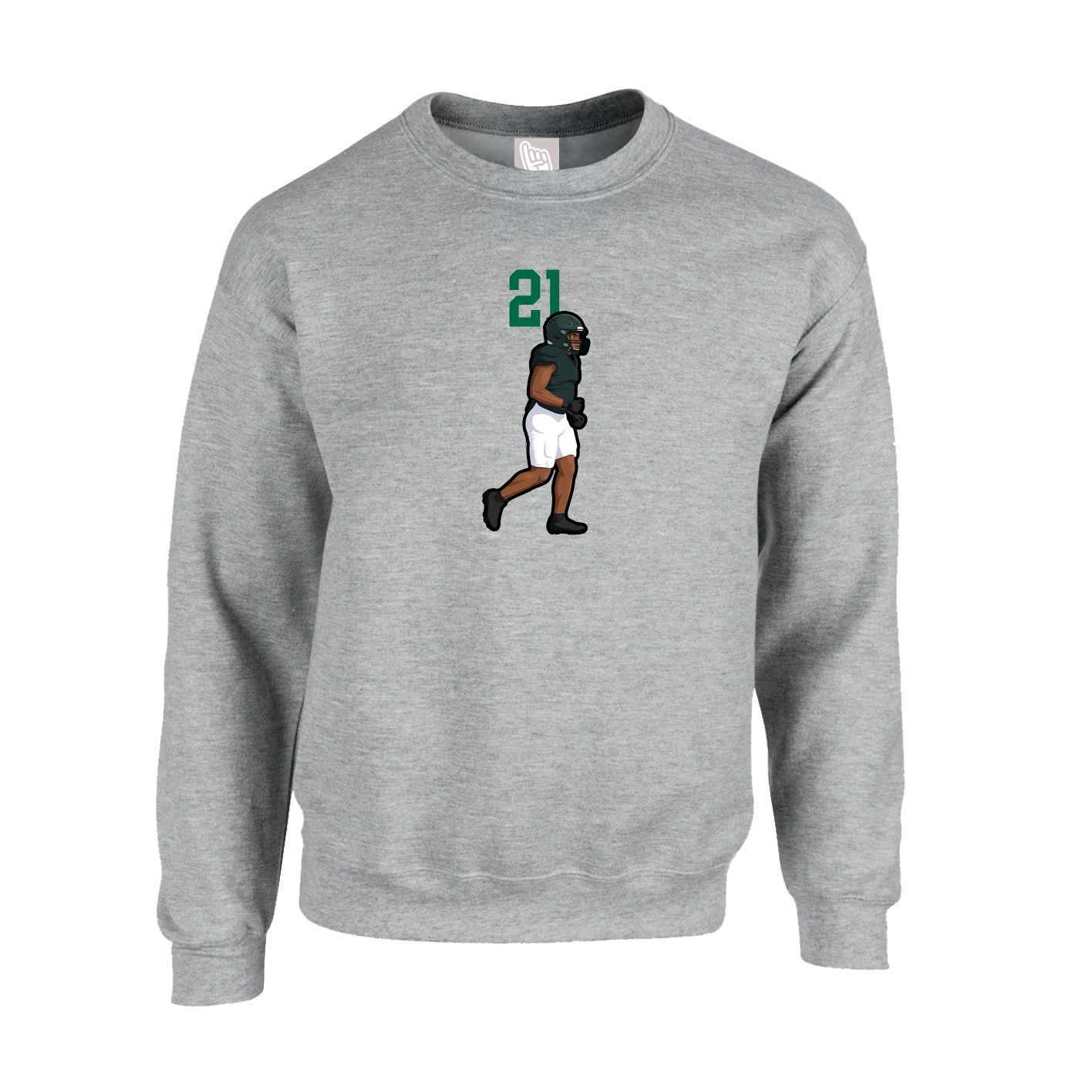 Fleece Crew — Number Top in Grey
