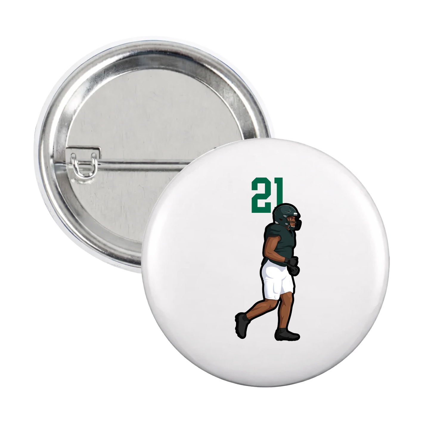 Game Day Button — Number Top in White