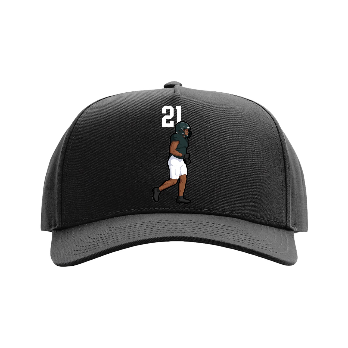 Full Fabric Five-Panel Champ Cap — Number Top in Black