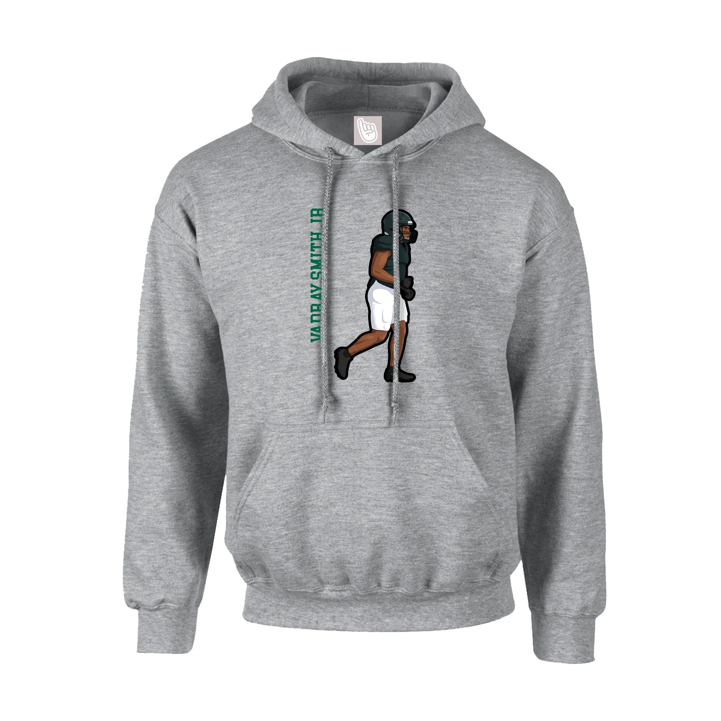 Youth Hoodie — Name Vertical in Grey