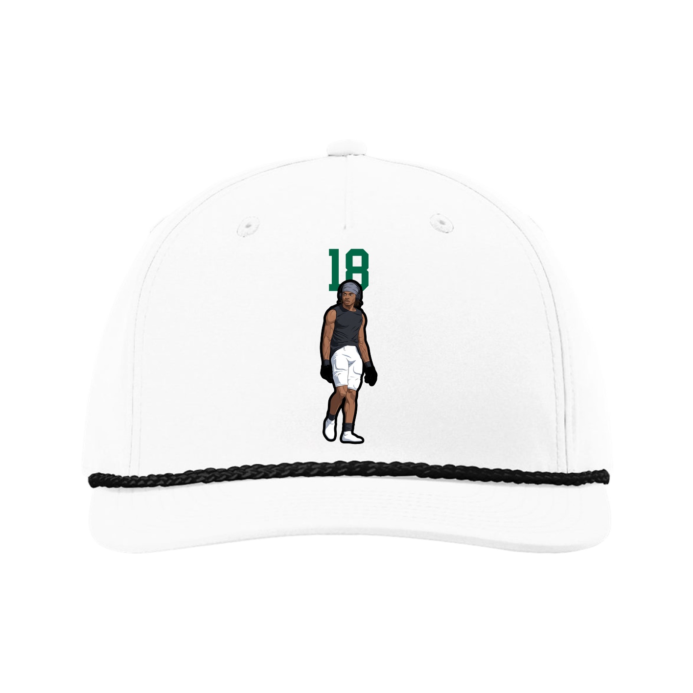 Five-Panel Classic Rope Cap — Number Top in White