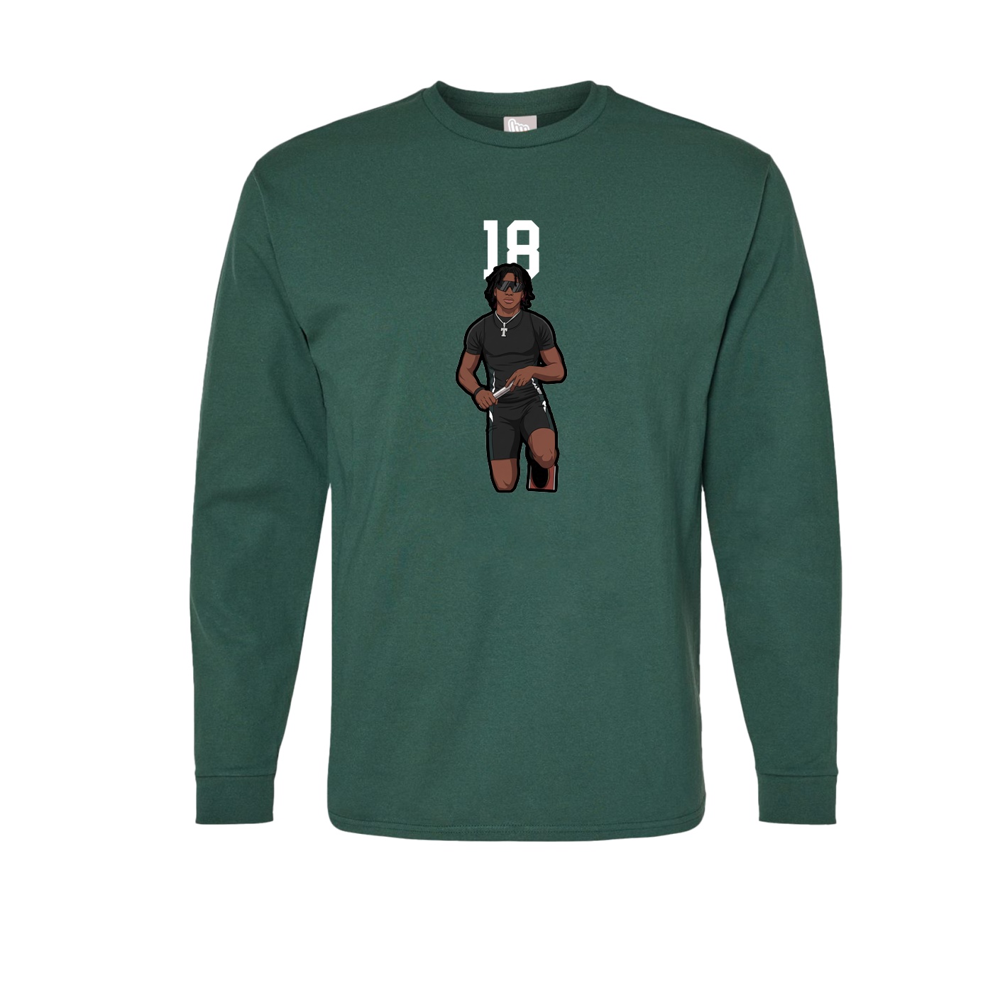 Long Sleeve Tee — Number Top in Green
