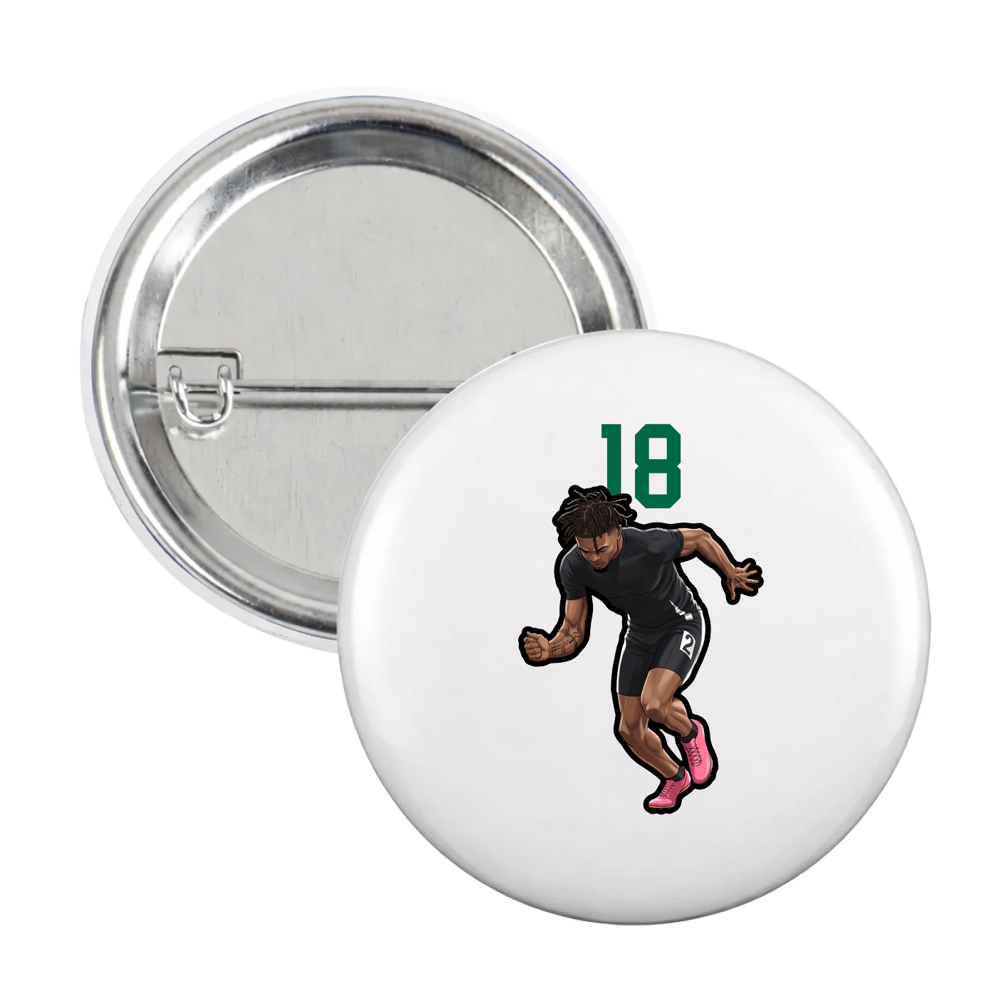 Game Day Button — Number Top in White