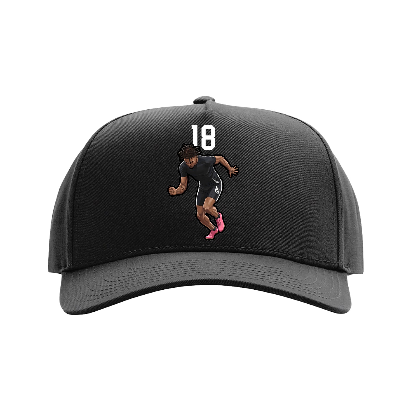 Full Fabric Five-Panel Champ Cap — Number Top in Black