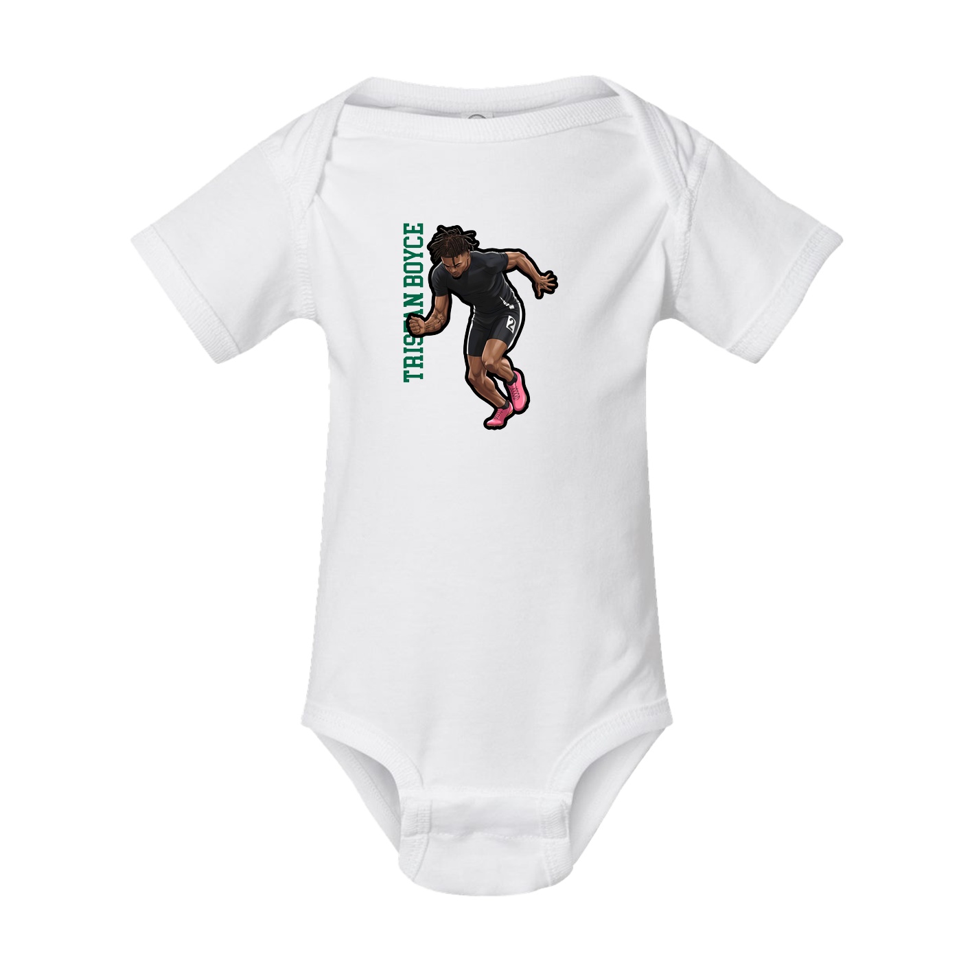 Baby Onesie — Name Vertical in White