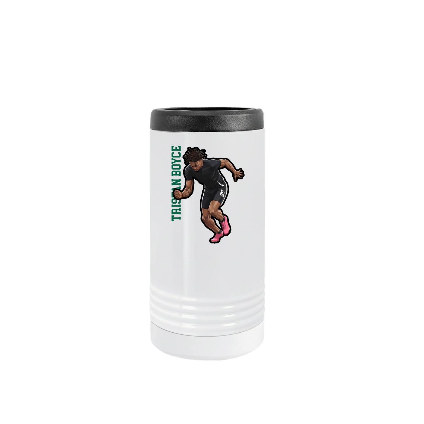 Slim Beverage Holder — Name Vertical in White