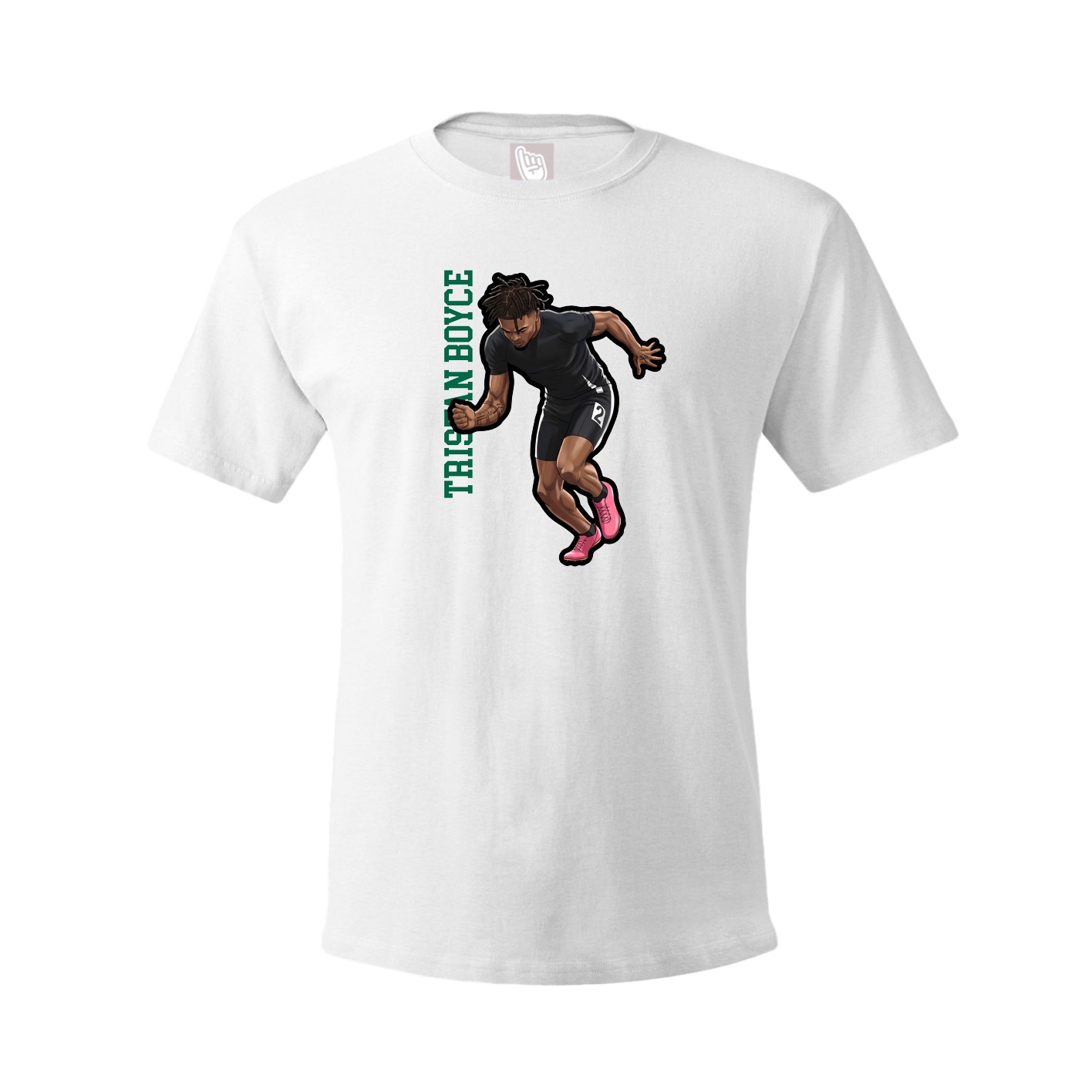 Youth Tee — Name Vertical in White
