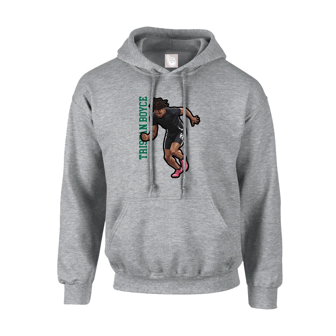 Youth Hoodie — Name Vertical in Grey