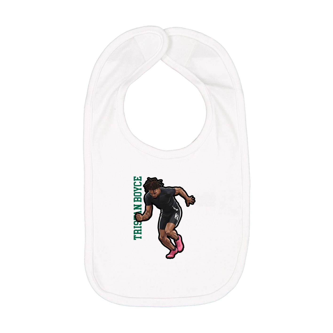 Infant Bib — Name Vertical in White