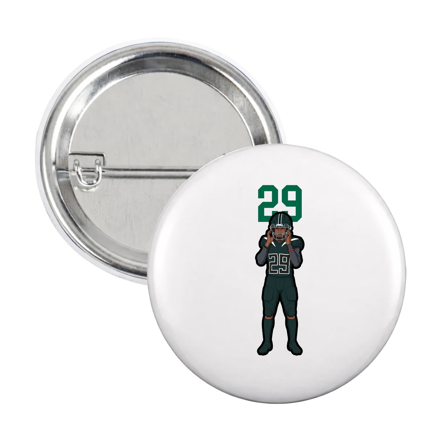 Game Day Button — Number Top in White
