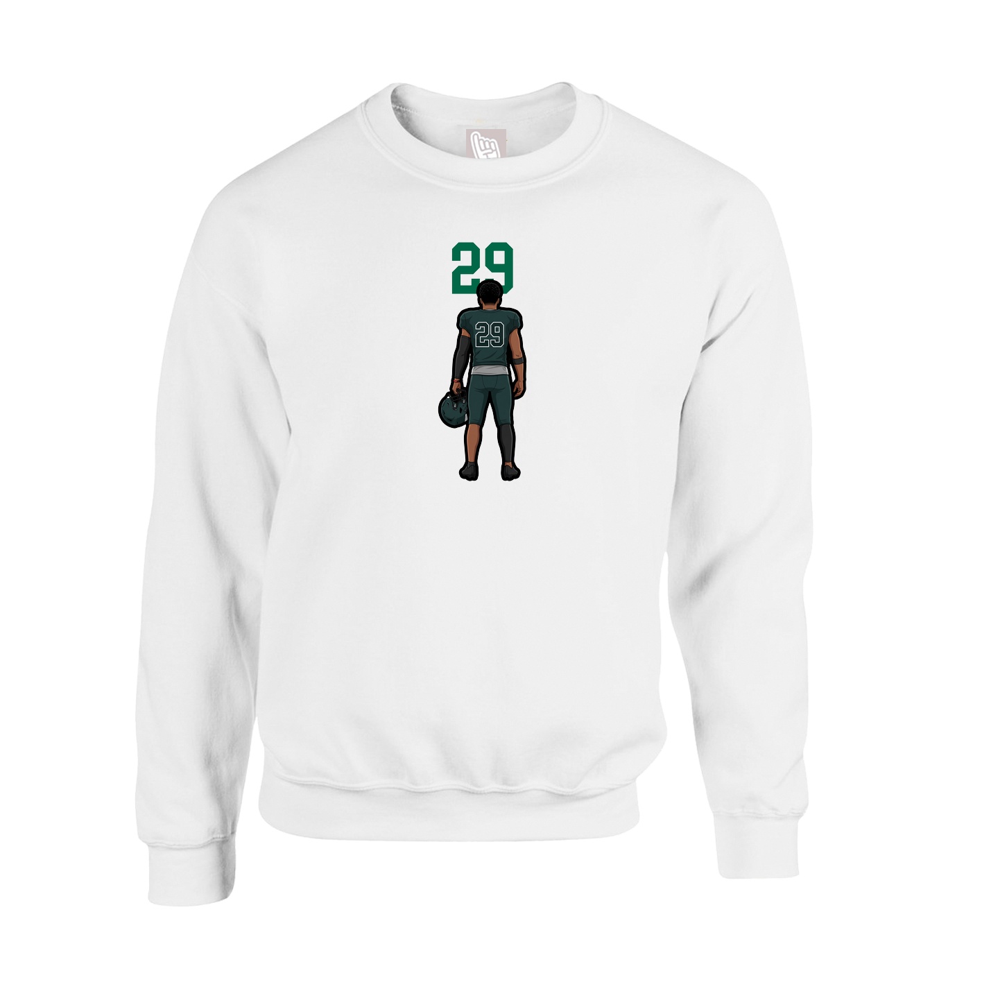 Fleece Crew — Number Top in White