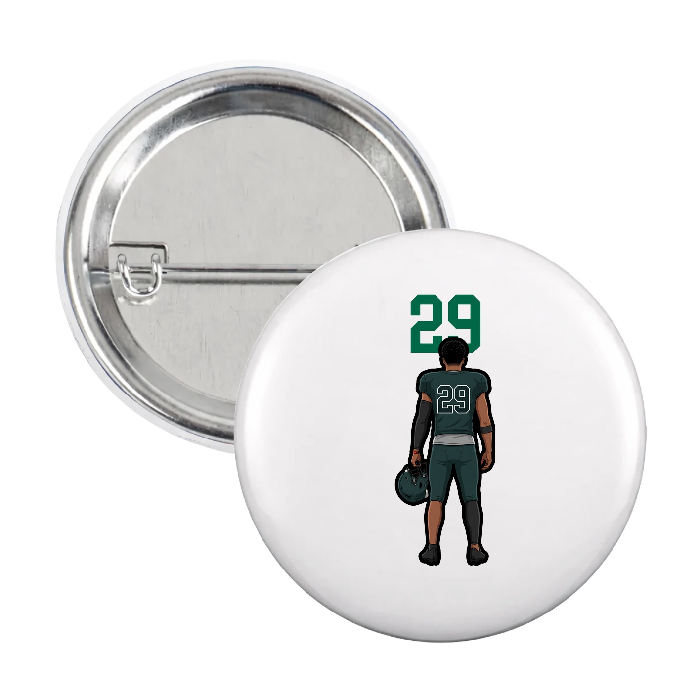 Game Day Button — Number Top in White