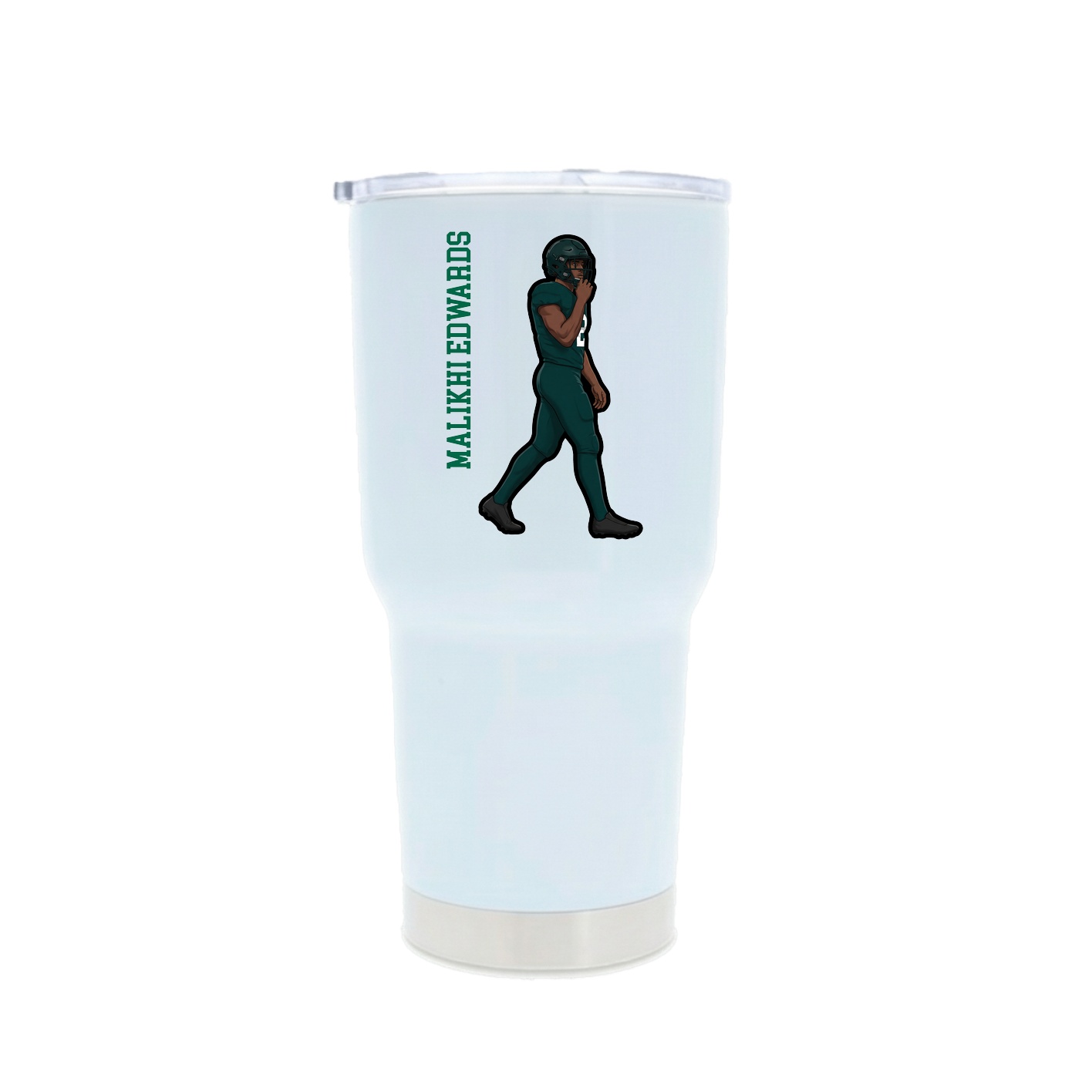 30oz Stainless Steel Tumbler — Name Vertical in White