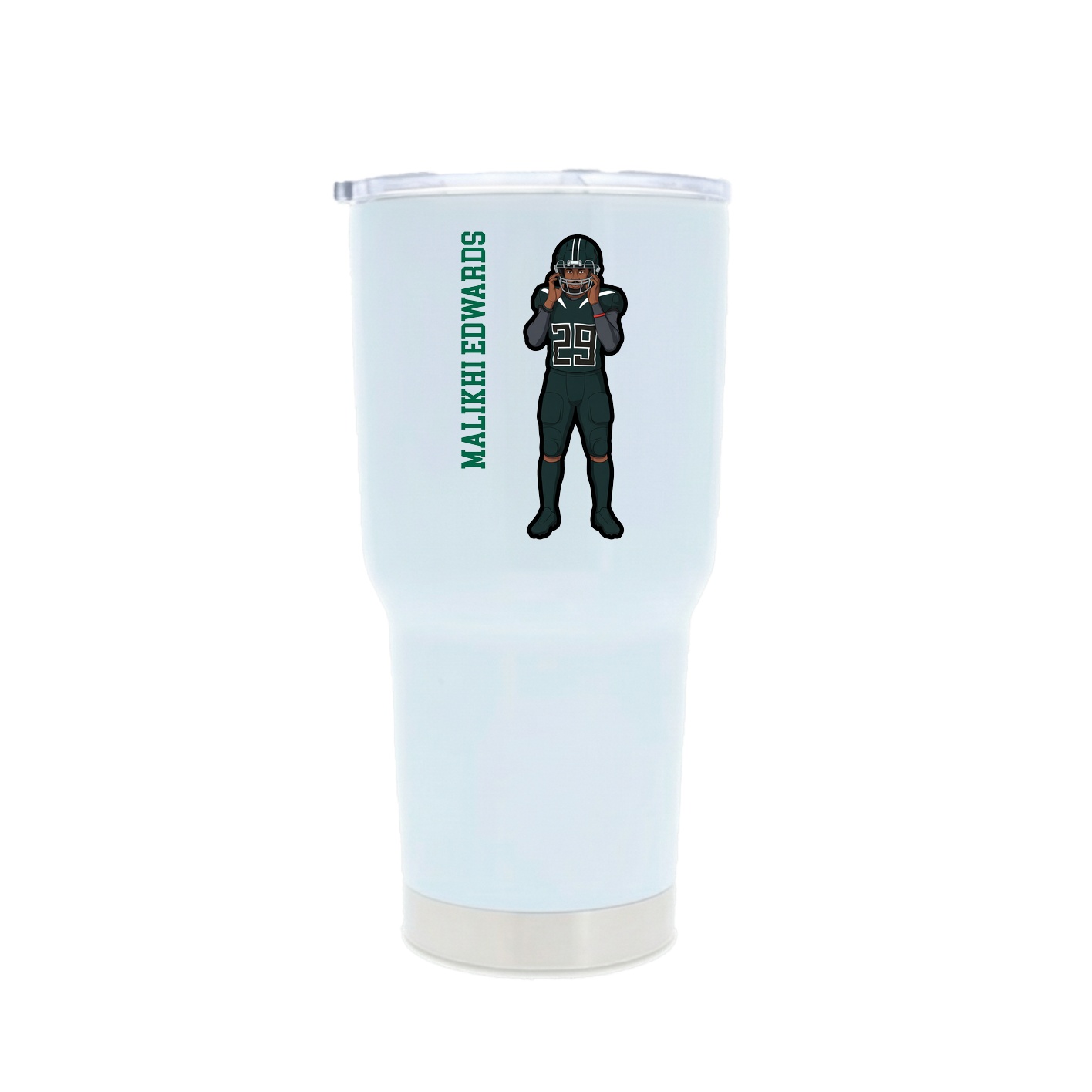 30oz Stainless Steel Tumbler — Name Vertical in White