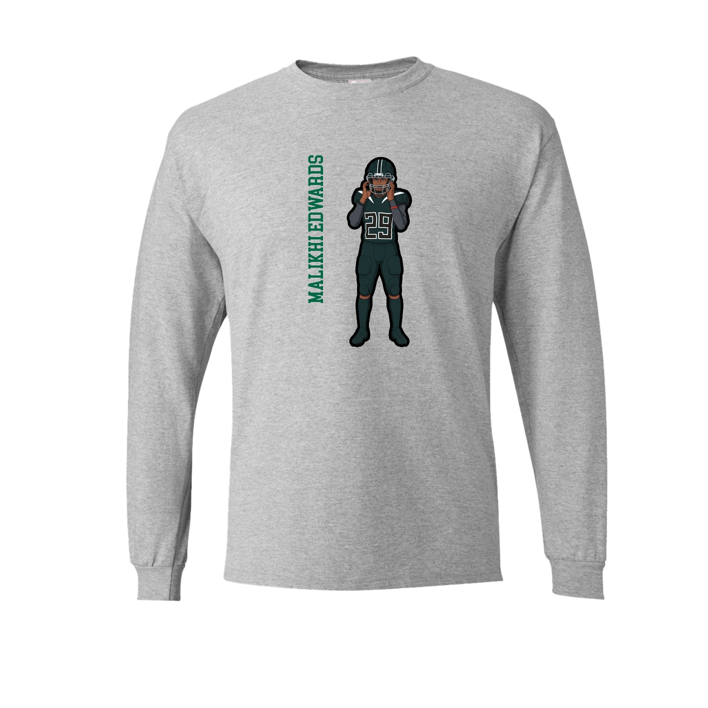 Long Sleeve Tee — Name Vertical in Grey