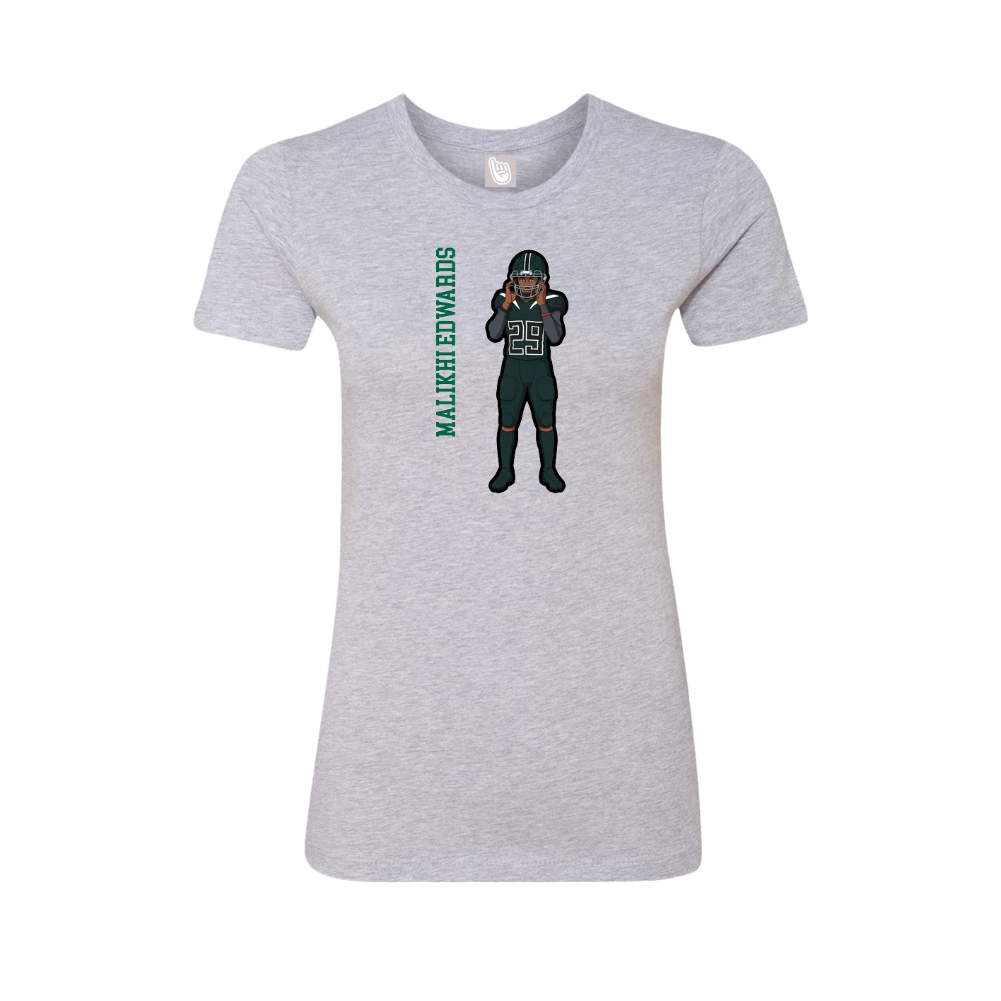 Fitted Women's Tee — Name Vertical in Grey
