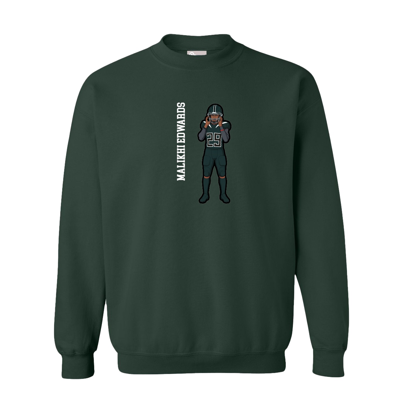Fleece Crew — Name Vertical in Green