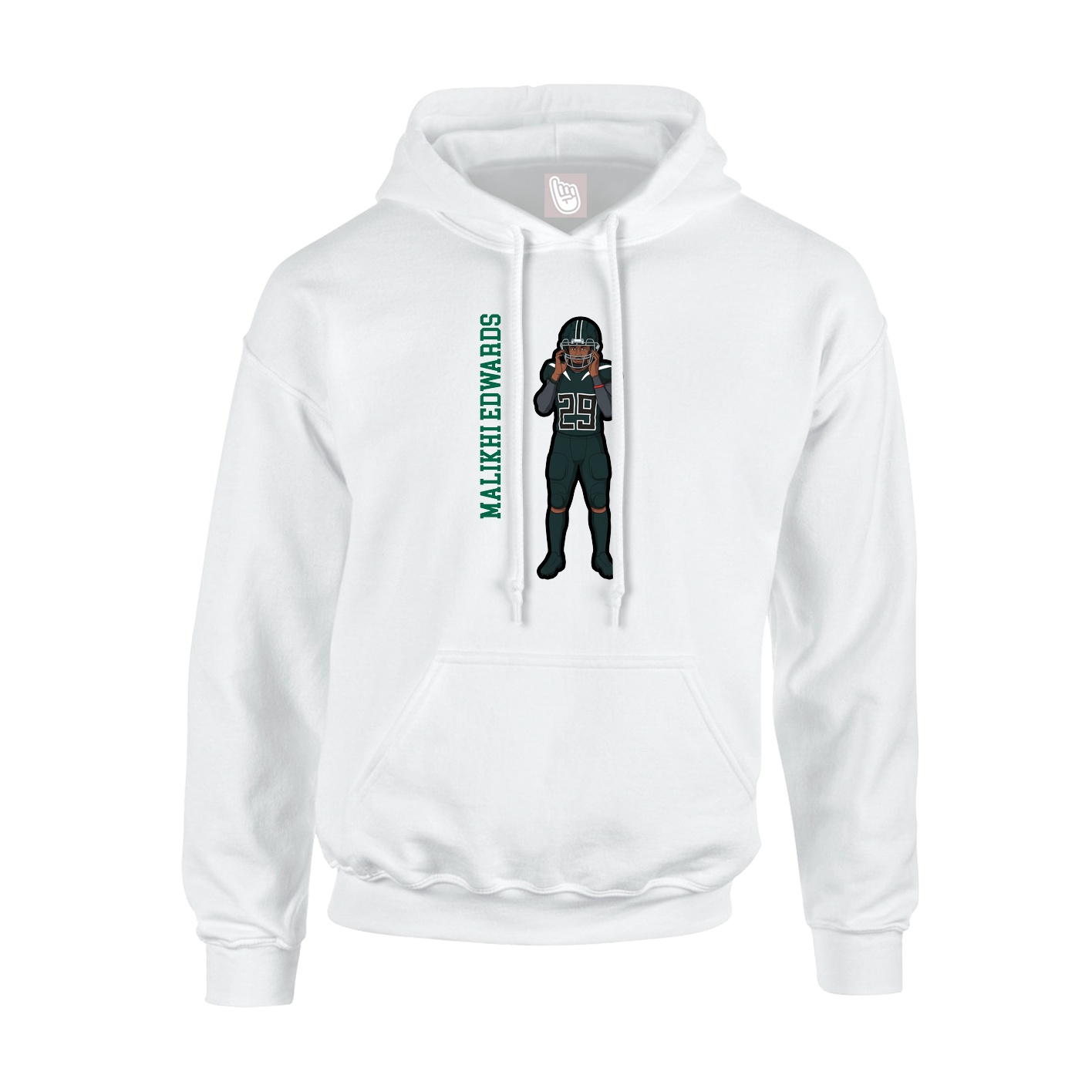 Youth Hoodie — Name Vertical in White