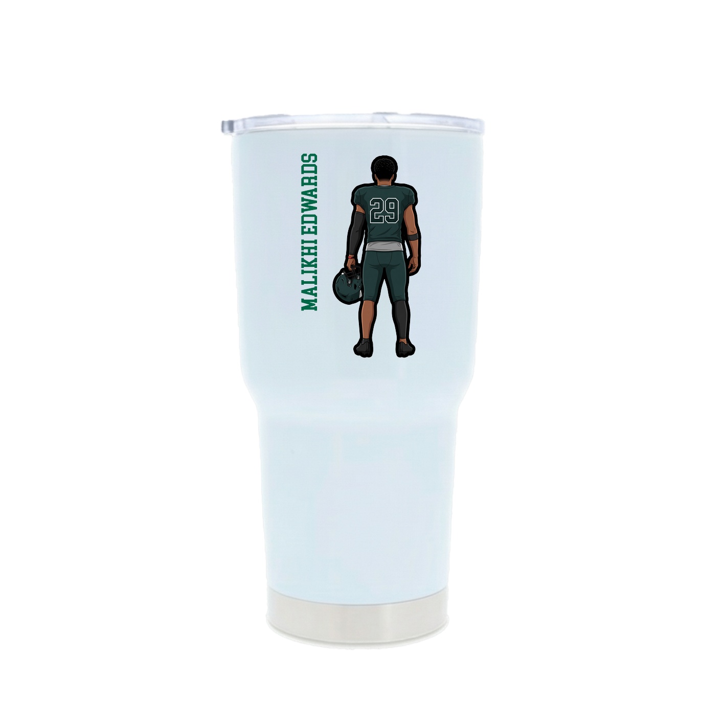 30oz Stainless Steel Tumbler — Name Vertical in White