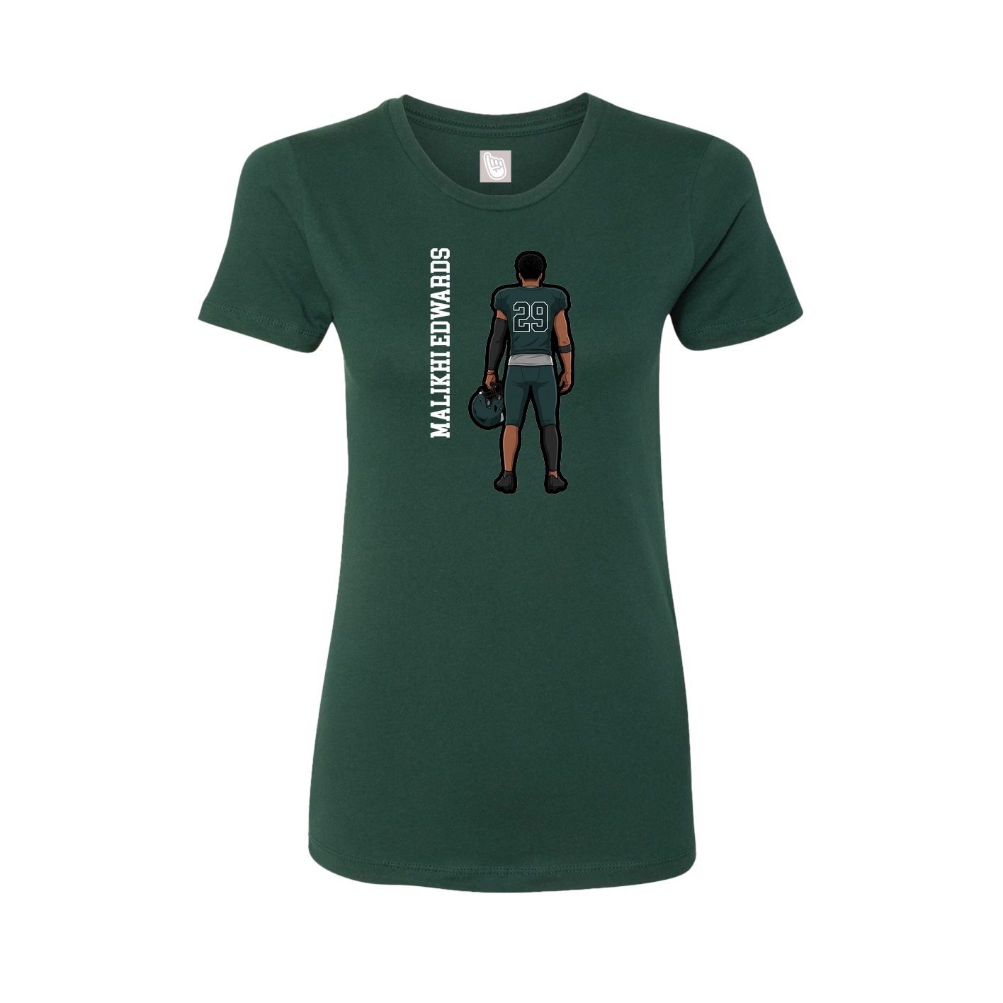 Fitted Women's Tee — Name Vertical in Green